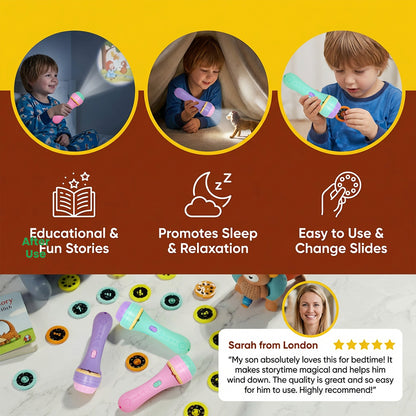 Kids Bedtime Story Projection Flashlight Toy for Learning & Fun