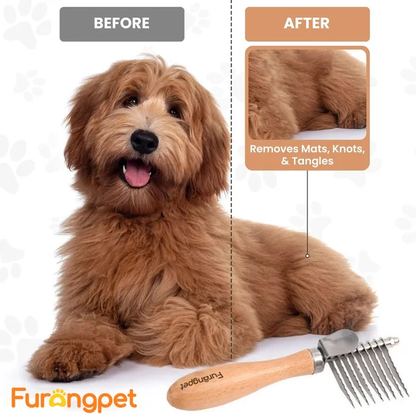 Deep Detangling Dematting Brush for Thick Curly Dog Coats