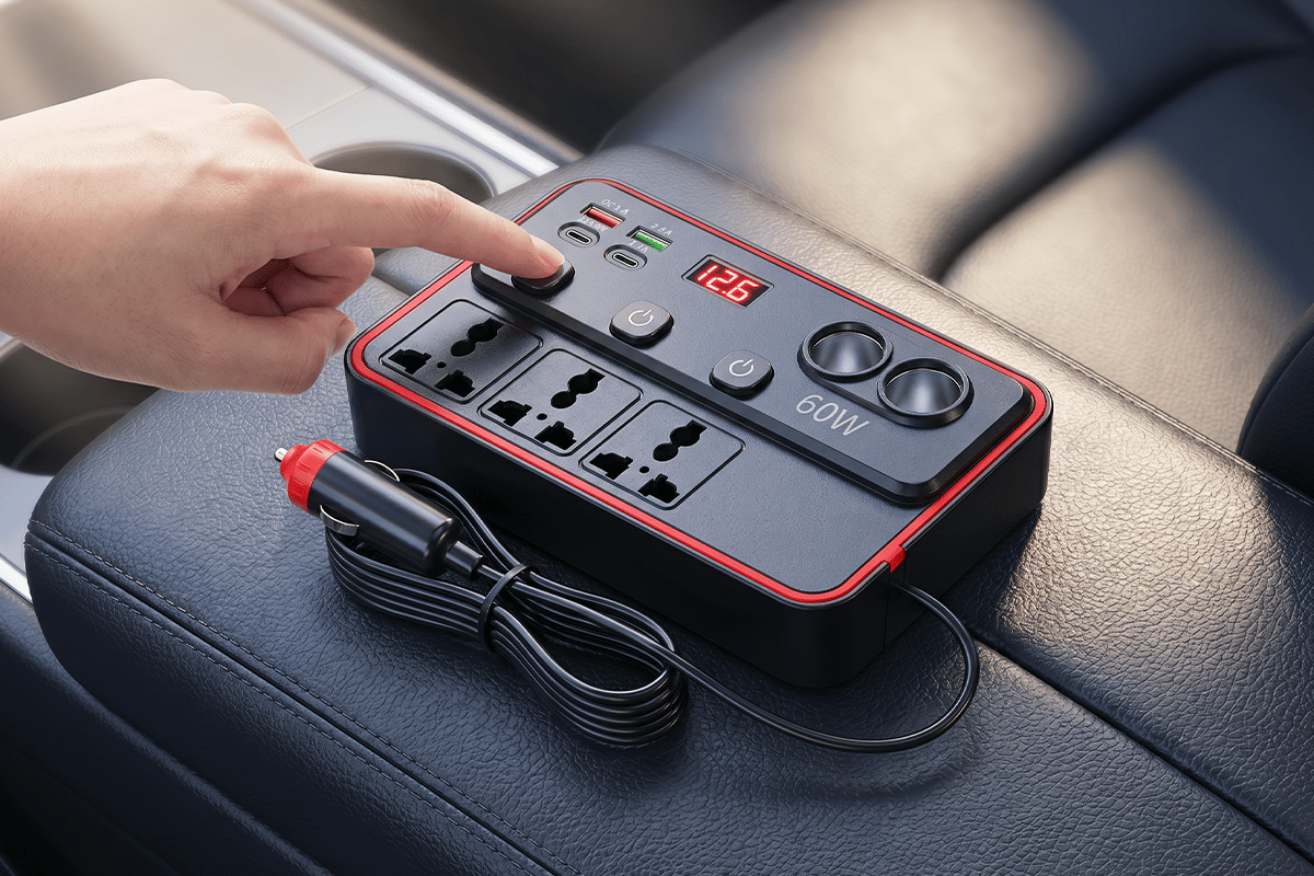 Multifunctional Car Charger With AC Outlets & USB