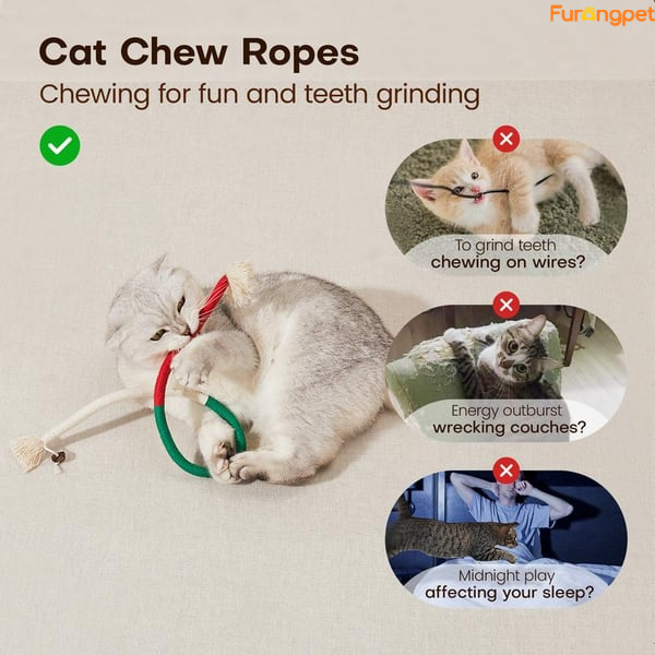 3 Pack Natural Catnip Rope Chew Toys