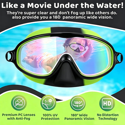 🏊‍♀️HD children's large frame waterproof and anti-fog swimming goggles