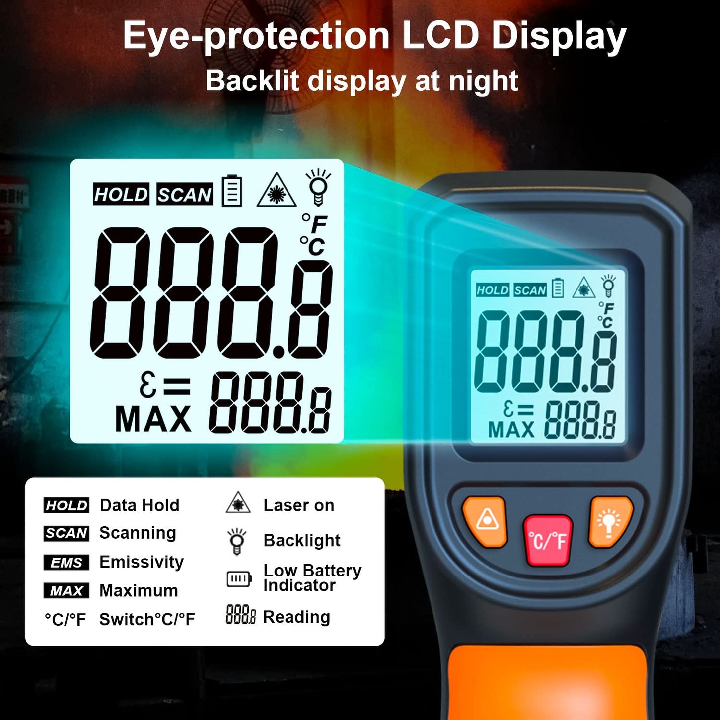 Non-Contact Infrared Laser Thermometer Gun -58°F~1112°F