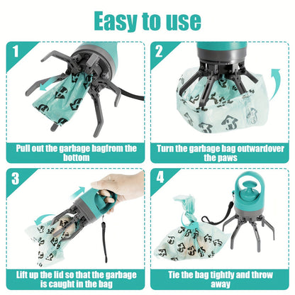 Portable No-Touch Pet Poop Scooper with Waste Bag Dispenser