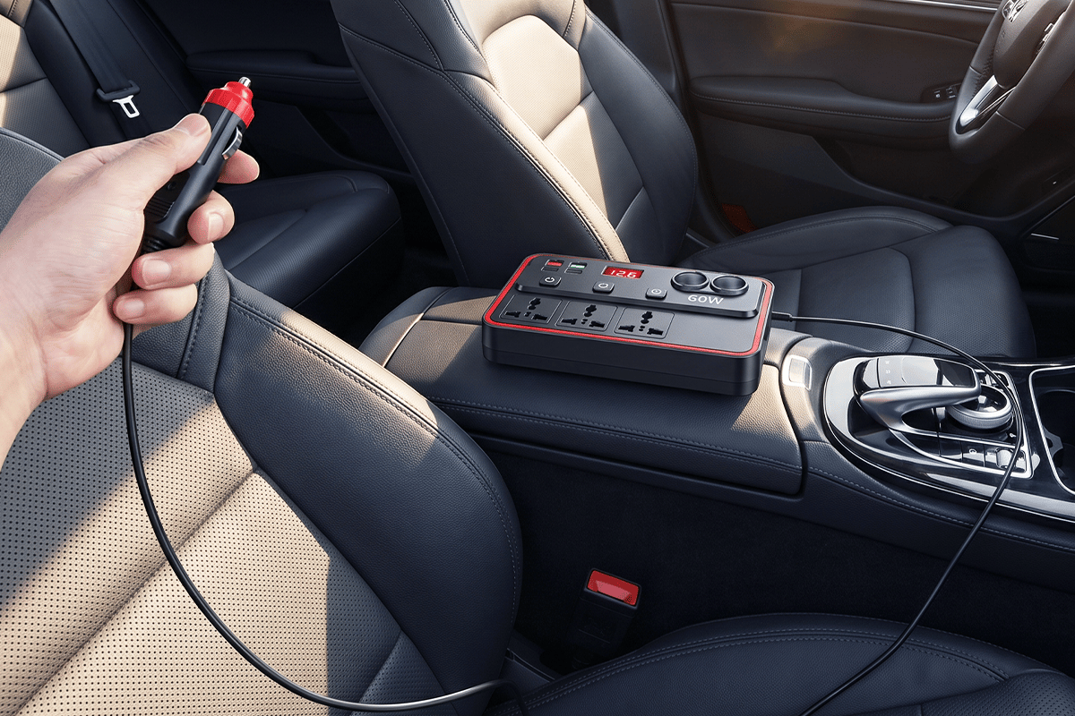 Multifunctional Car Charger With AC Outlets & USB