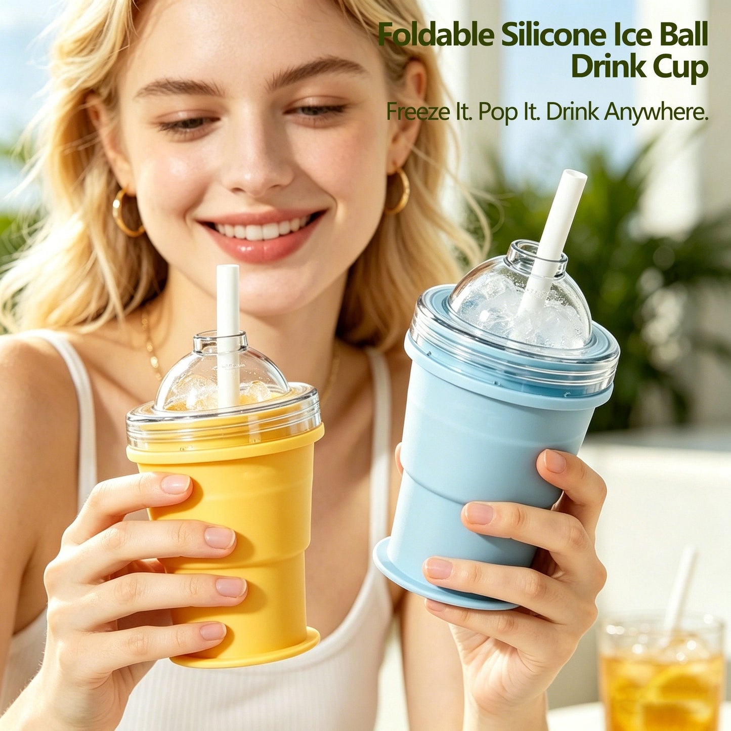 Collapsible Silicone Ice Ball Drinking Cup
