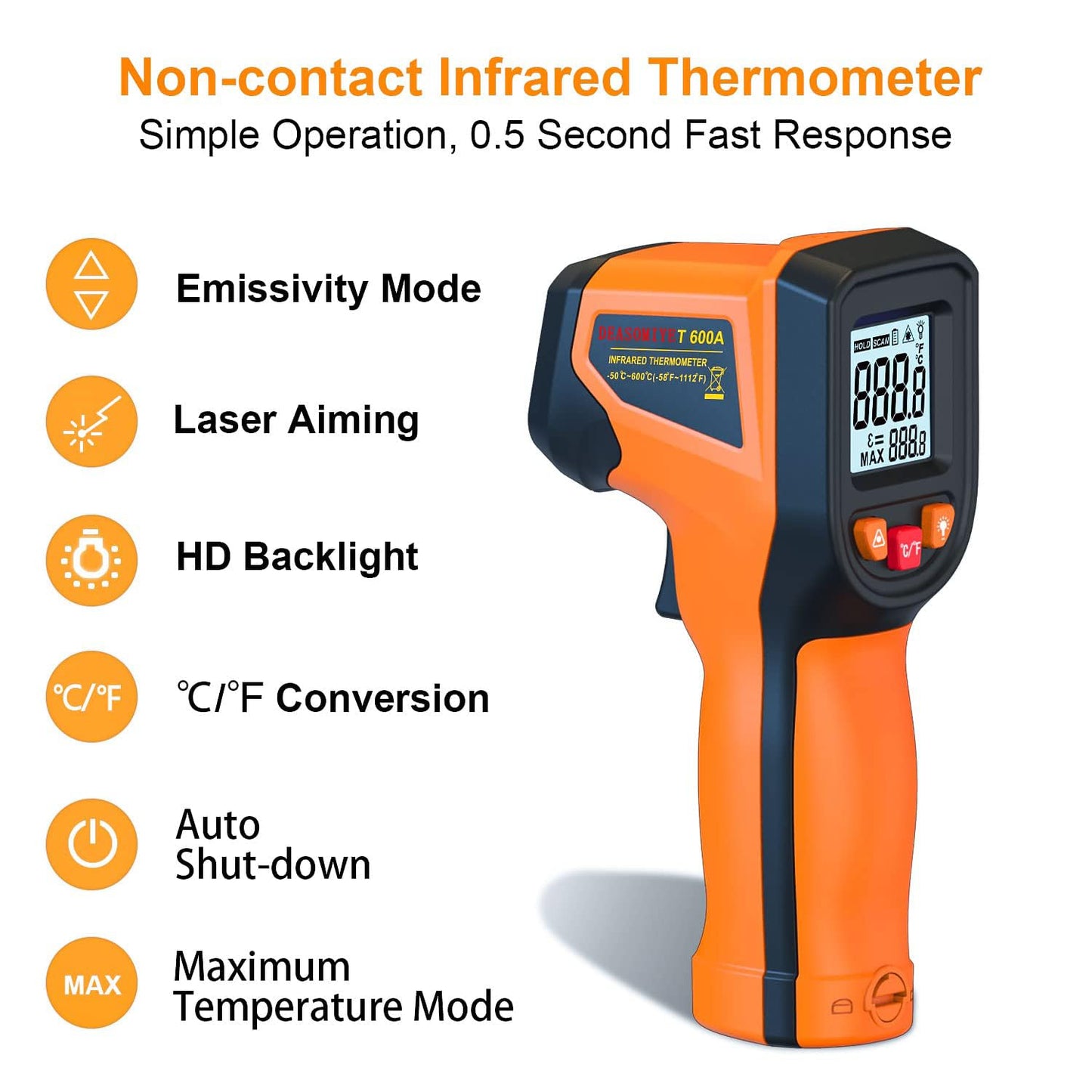 Non-Contact Infrared Laser Thermometer Gun -58°F~1112°F