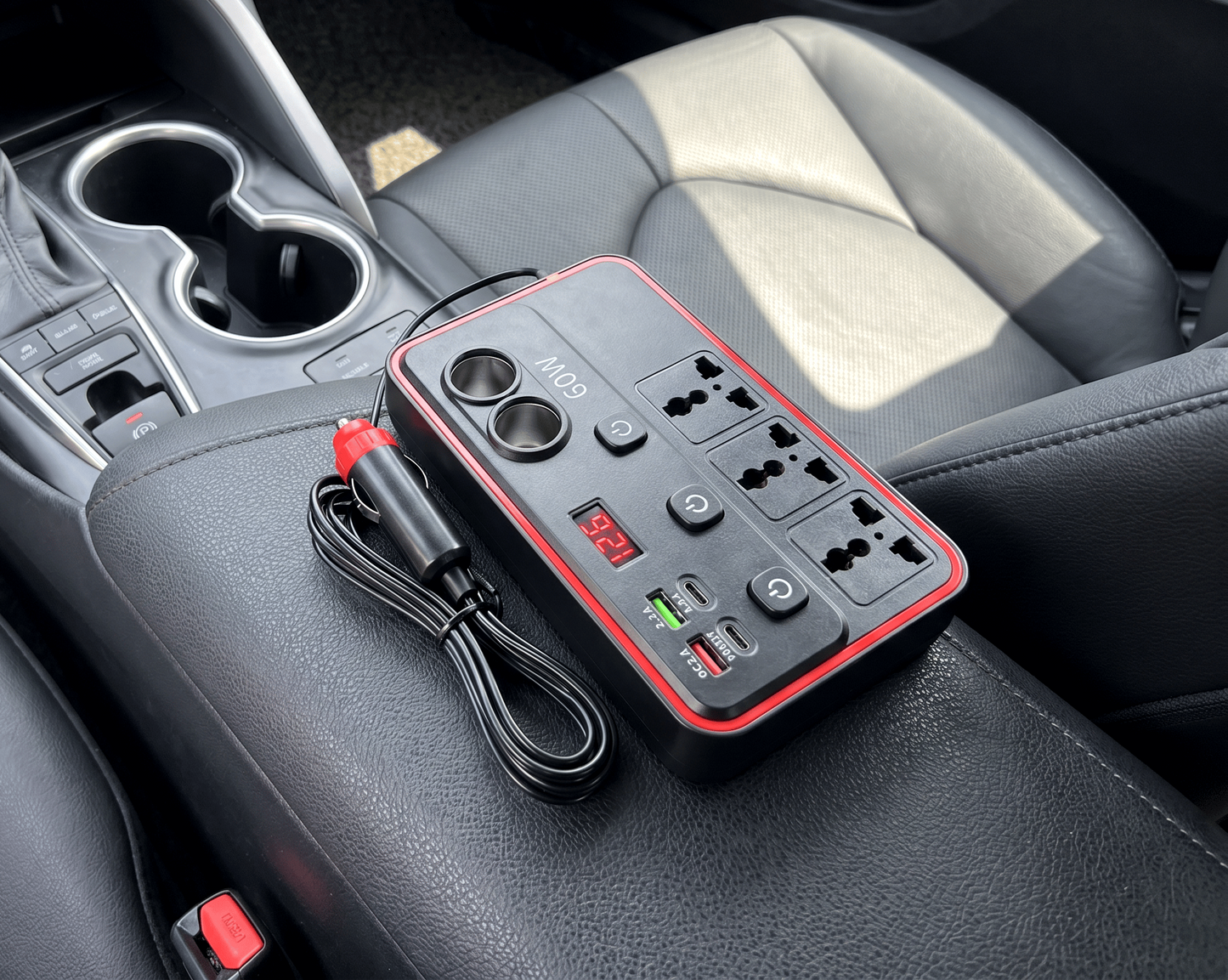 Multifunctional Car Charger With AC Outlets & USB