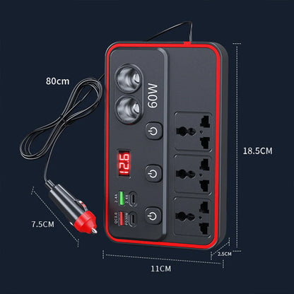 Multifunctional Car Charger with AC Outlets & USB