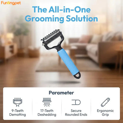 Double-Sided Dog Detangling & Deshedding Comb for Matted Hair