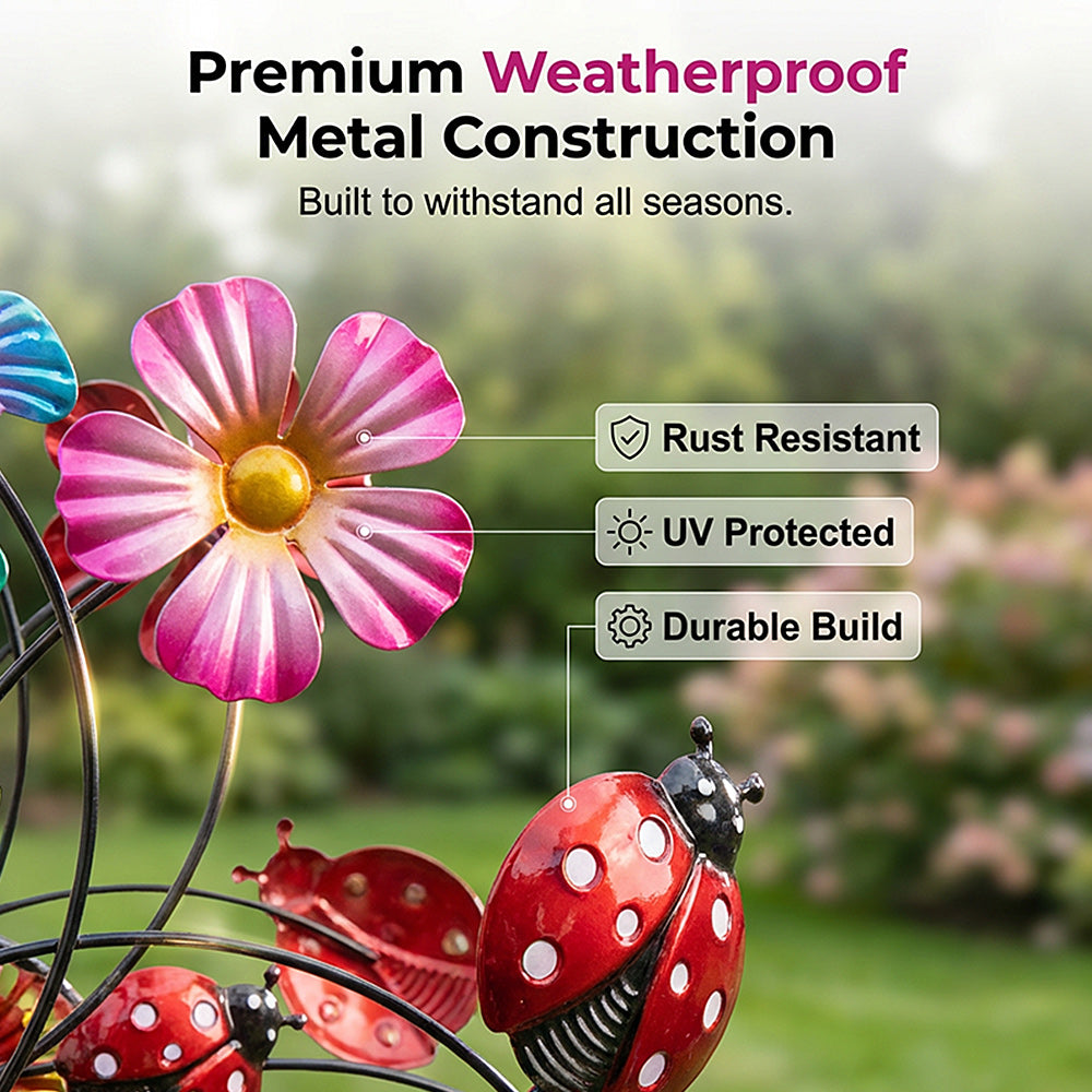 Colorful Metal Garden Wind Spinner Stake