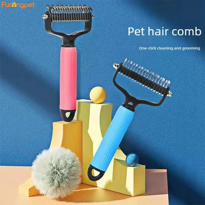 Double-Sided Dog Detangling & Deshedding Comb for Matted Hair