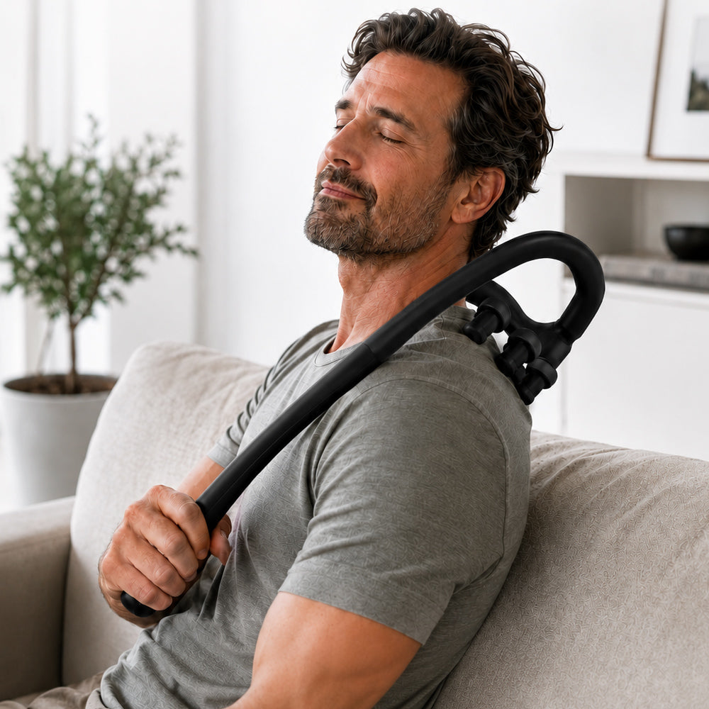 Long-Handle Deep Tissue Massage Gun for Neck, Shoulders & Back