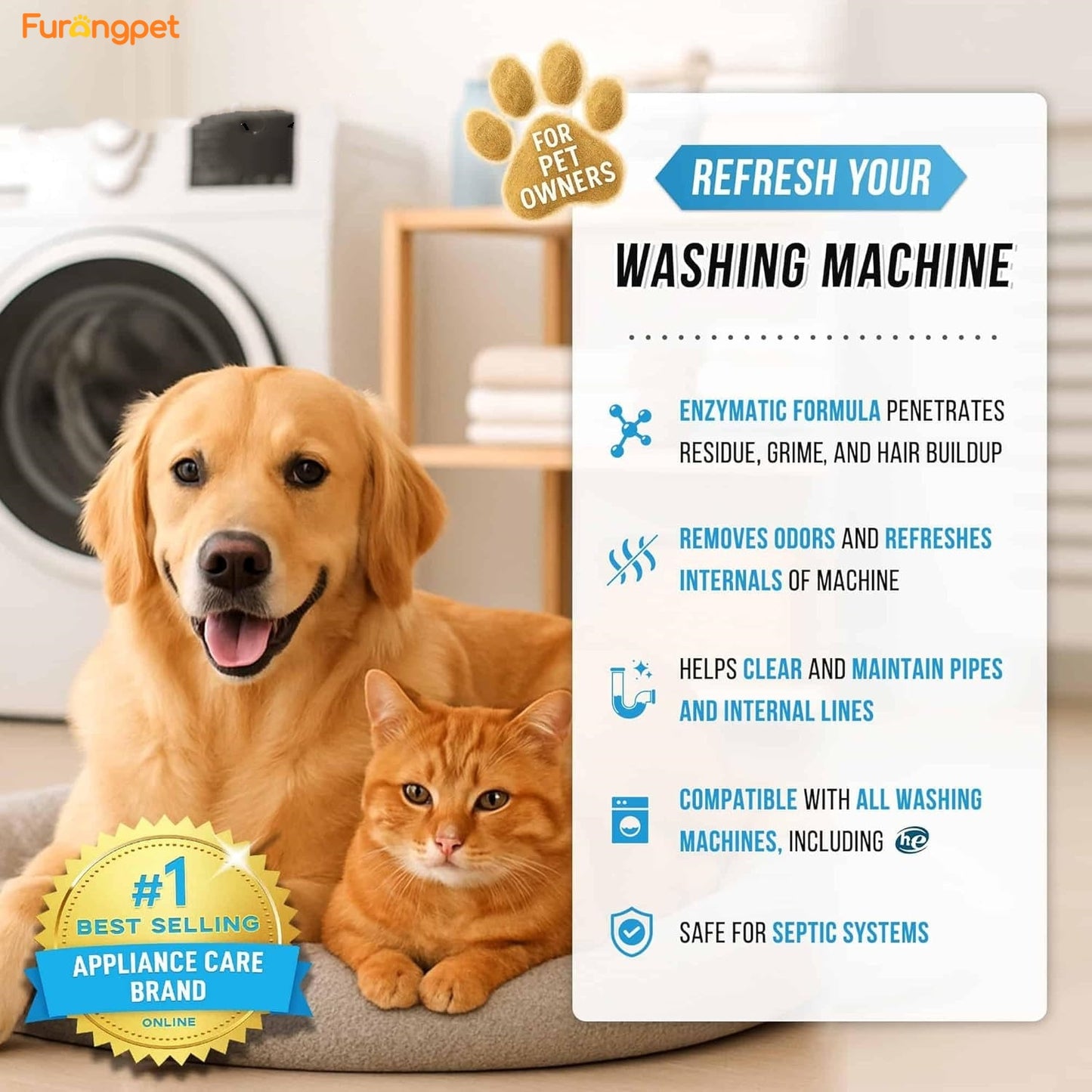 Enzymatic Pet Hair Dissolver & Washing Machine Cleaner