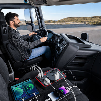 Multifunctional Car Charger With AC Outlets & USB