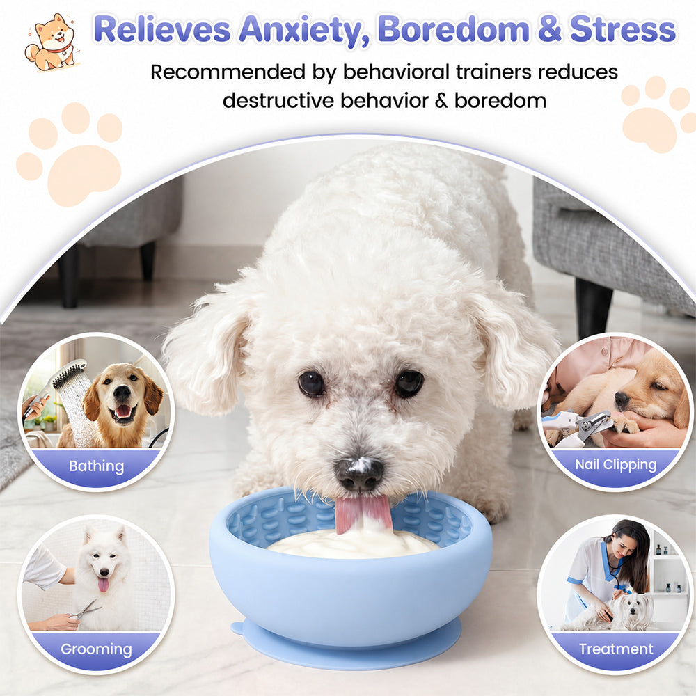 Slow Feeder Bowl for Dogs – Food-Grade Silicone Lick Mat with Suction Cups