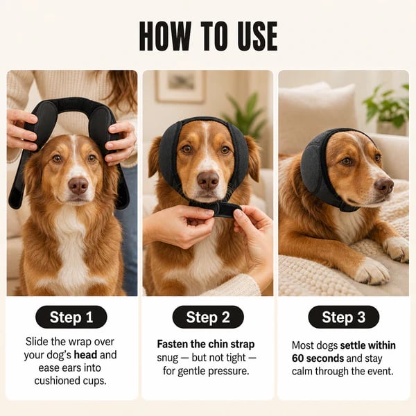 Sound-Dampening Dog Ear Wrap for Fireworks & Storm Anxiety