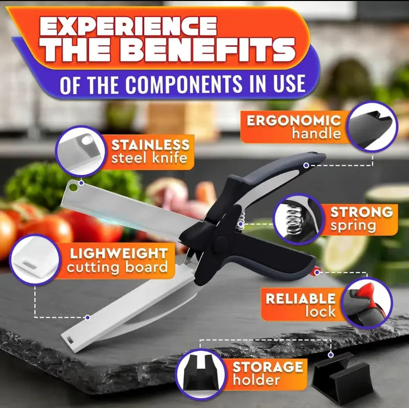 2-in-1 Cutting Board Kitchen Shears with Safety Lock
