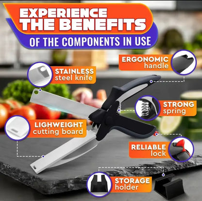 2-in-1 Cutting Board Kitchen Shears with Safety Lock