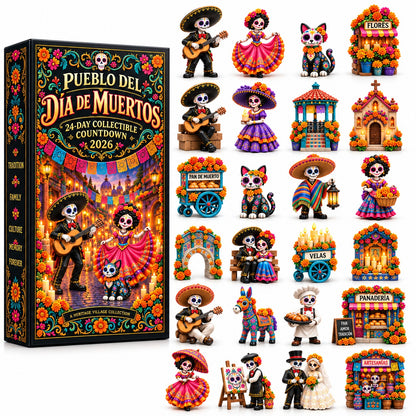 💀 Pueblo del Dia de Muertos 2026 – 24-Day Day of the Dead Collectible Countdown Calendar with 24 Unique Miniatures
