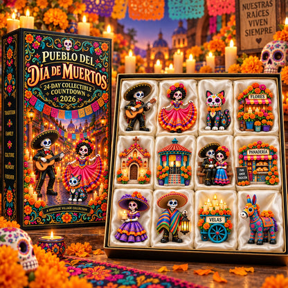 💀 Pueblo del Dia de Muertos 2026 – 24-Day Day of the Dead Collectible Countdown Calendar with 24 Unique Miniatures