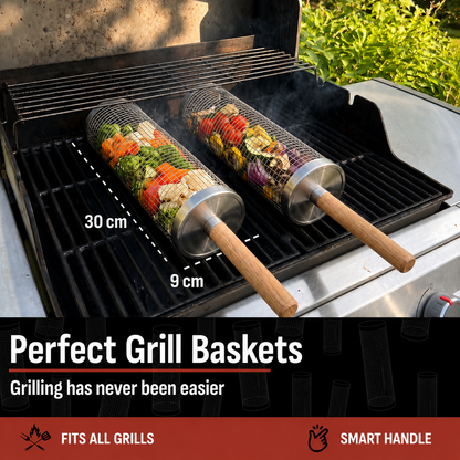 Stainless Steel Rolling Grill Basket