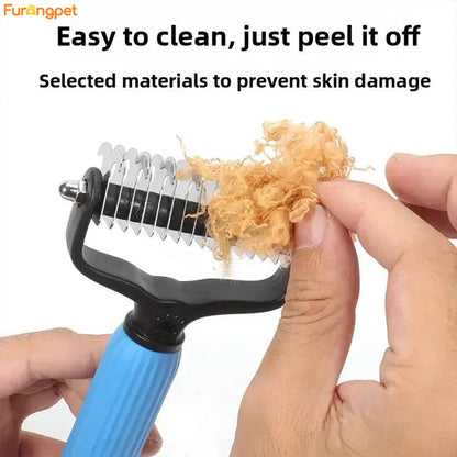 Double-Sided Dog Detangling & Deshedding Comb for Matted Hair