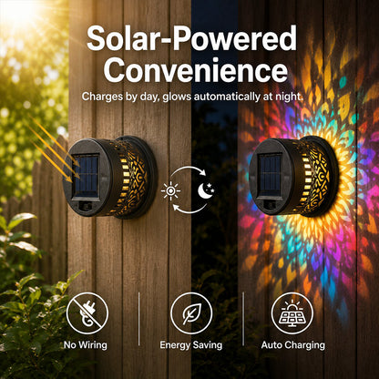Solar Mandala Wall Light | Outdoor Garden Fence Projector Lamp