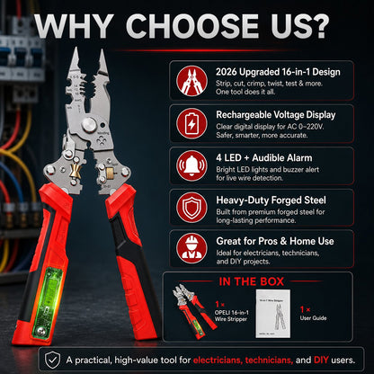 16-in-1 Electrical Wire Stripper & Voltage Tester