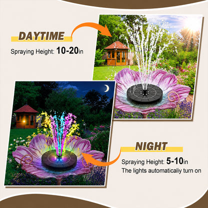 🌞2026 Upgrade 3.5W Solar Birdbath Pump with Color LED Lights💡