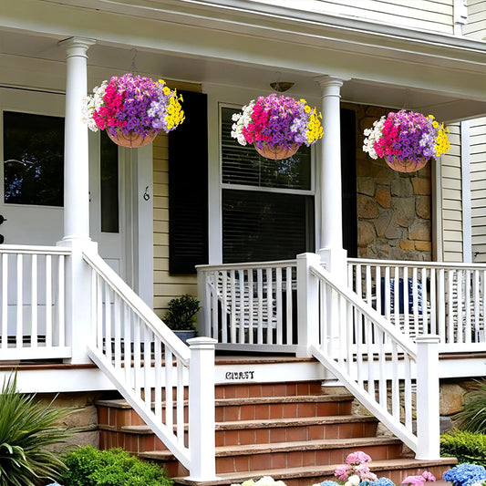 🌺 Realistic Artificial Petunia Hanging Basket