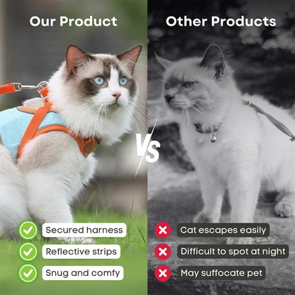 🐱 Escape-Proof Reflective Cat Harness & Leash Set