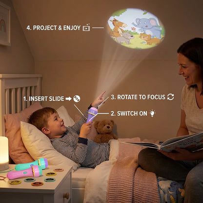Kids Bedtime Story Projection Flashlight Toy for Learning & Fun