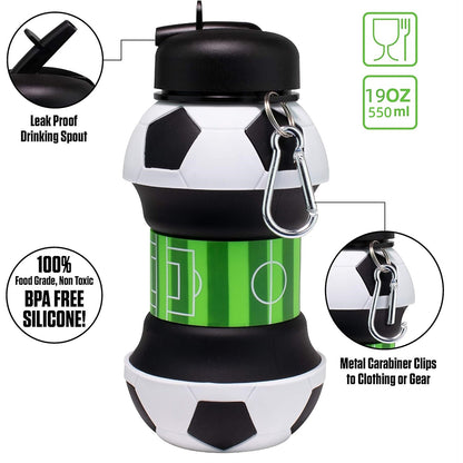 Collapsible Soccer Water Bottle for Kids