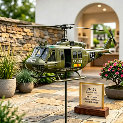 UH-1 Huey Veteran Memorial Metal Wind Spinner for Garden & Lawn