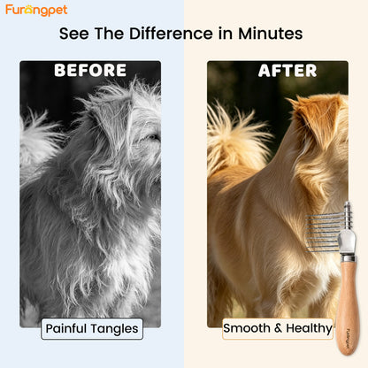 Deep Detangling Dematting Brush for Thick Curly Dog Coats