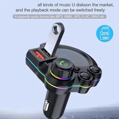 20W PD Car Charger & Bluetooth 5.3 FM Transmitter – Bass Booster & RGB Light – Wireless MP3 Radio Adapter