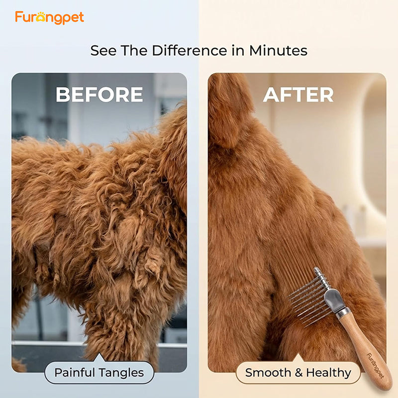 Deep Detangling Dematting Brush for Thick Curly Dog Coats