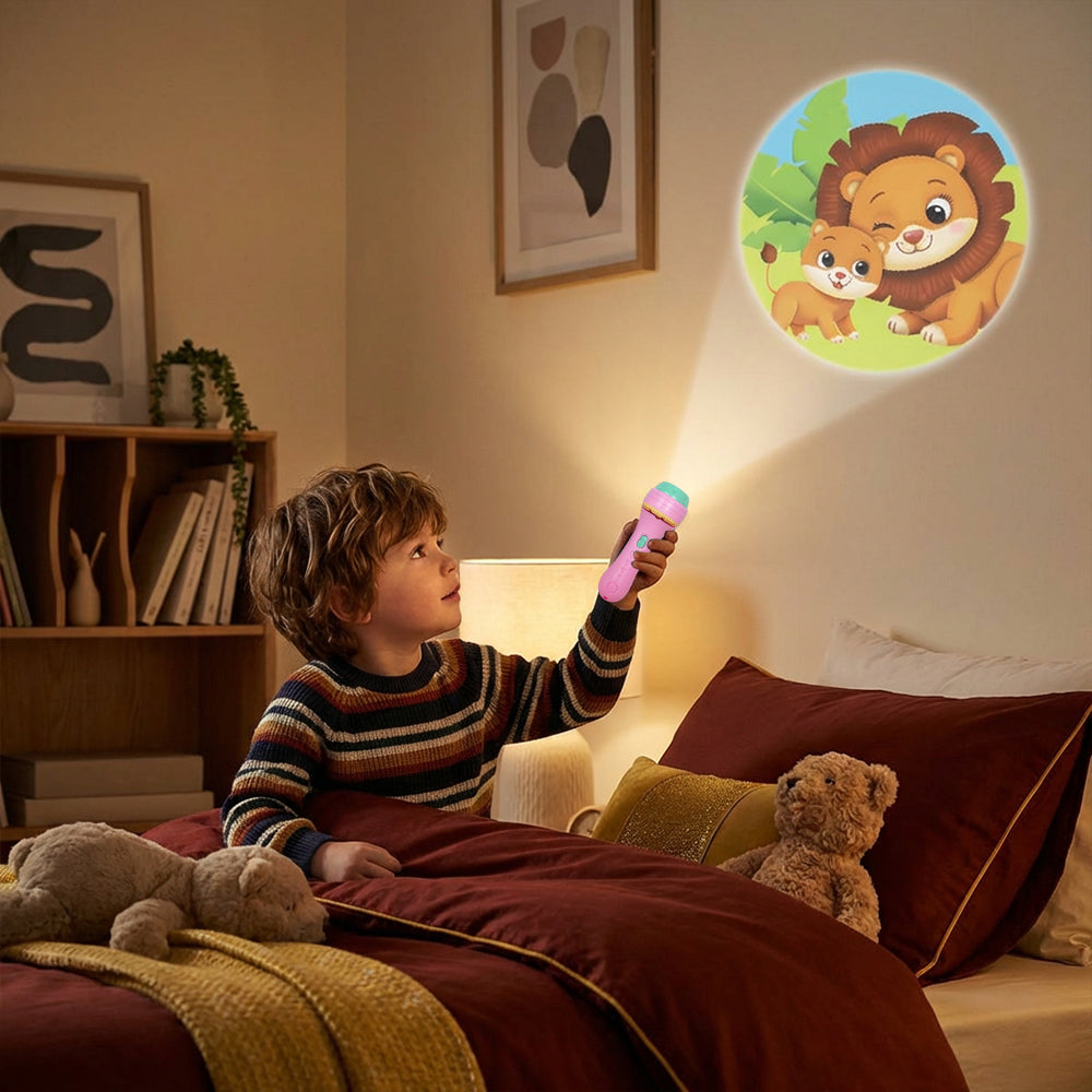 Kids Bedtime Story Projection Flashlight Toy for Learning & Fun