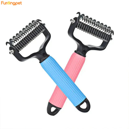 Double-Sided Dog Detangling & Deshedding Comb for Matted Hair