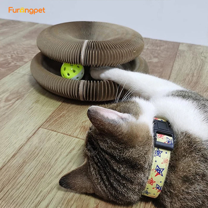 Magic Foldable Cat Scratching Board With Bell Accordion