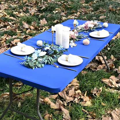 ✨ Stretch Fabric Table Cover | Elastic Edged, Waterproof & Reusable