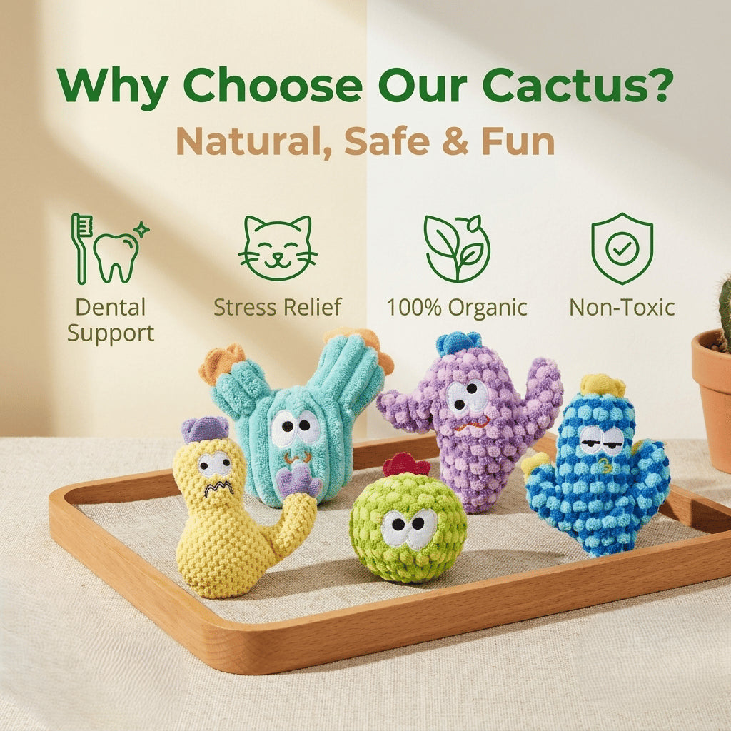 5PC Handmade Soft Cactus Kitten Chew Toys with Natural Catnip