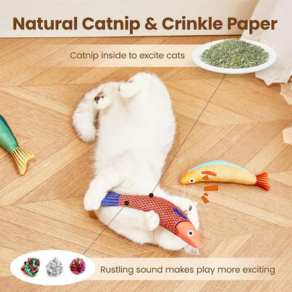 3 Pack Catnip Crinkle Saury Fish Cat Toys