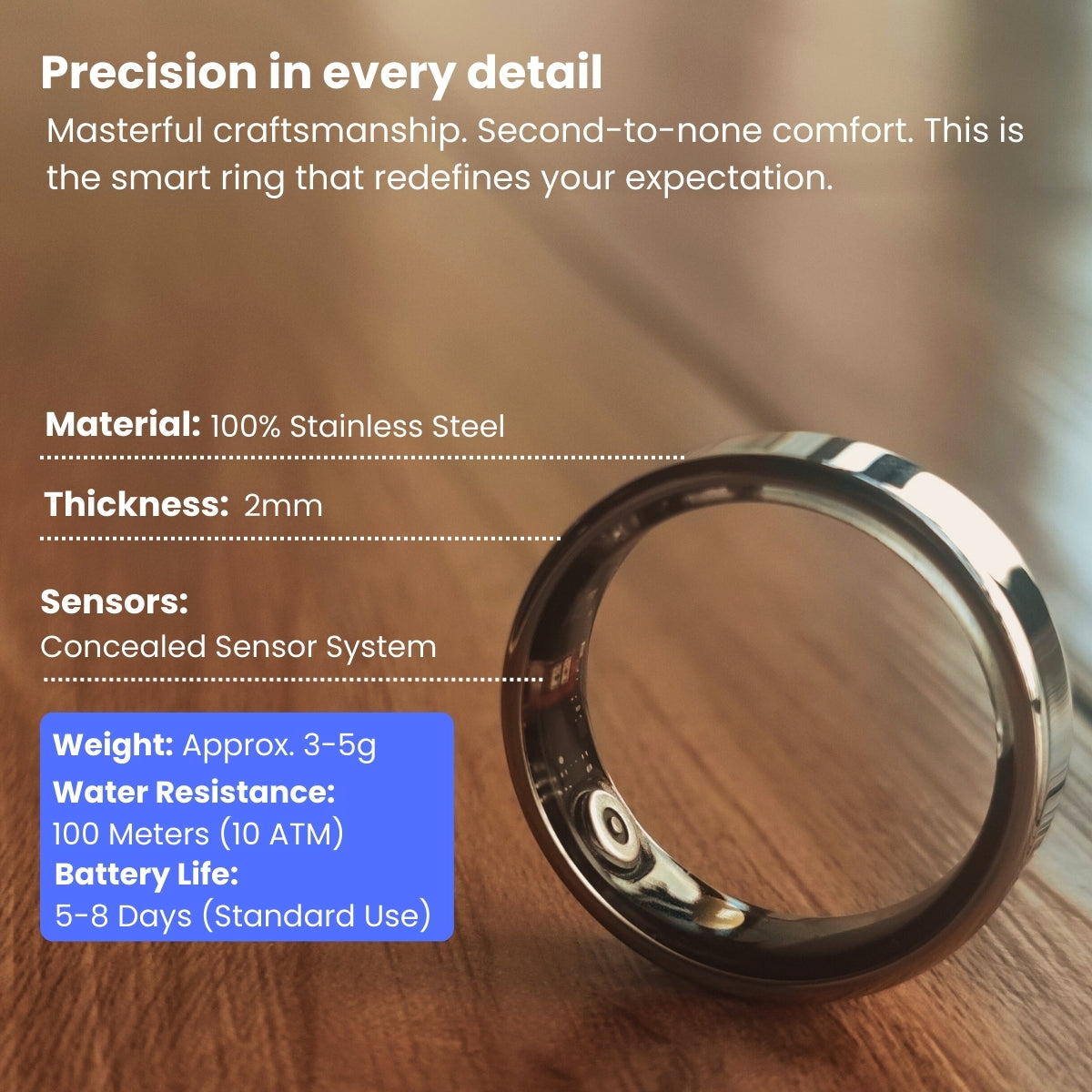 24/7 Health Tracking Smart Ring – Blood Sugar | BP | Sleep | SpO₂ | HRV 📊