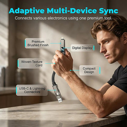 4-in-1 Digital Display Keychain Cable | Fast Charge, Compact
