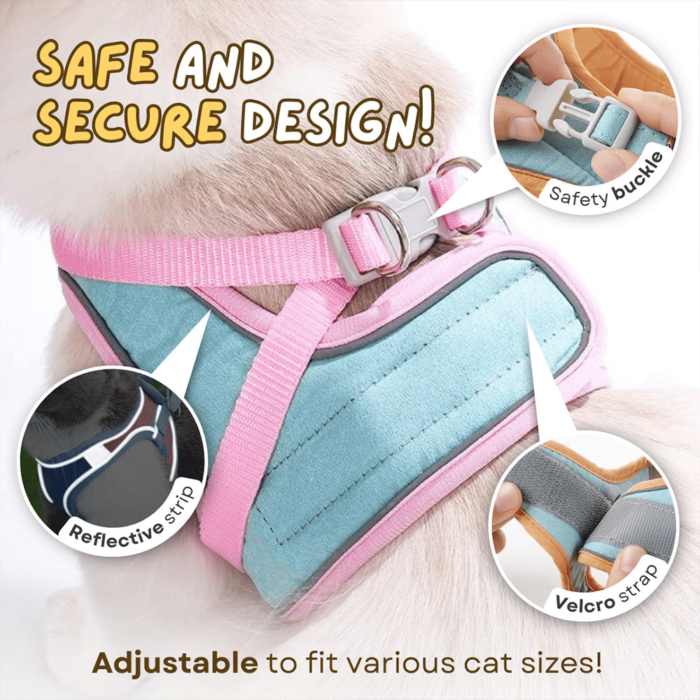🐱 Escape-Proof Reflective Cat Harness & Leash Set