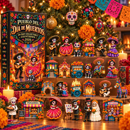 💀 Pueblo del Dia de Muertos 2026 – 24-Day Day of the Dead Collectible Countdown Calendar with 24 Unique Miniatures