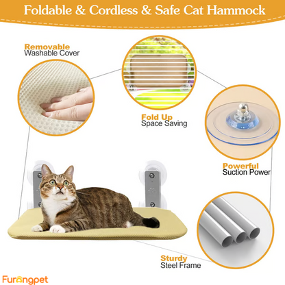 Furongpet™Foldable Cat Hammock Suction Cup Cat Hammock