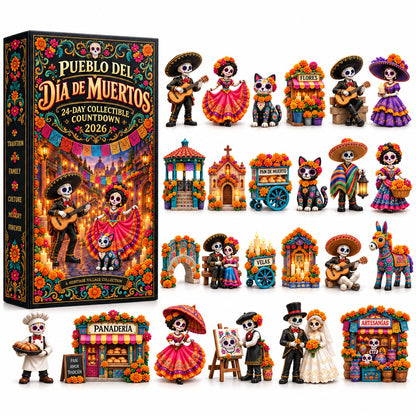 💀 Pueblo del Dia de Muertos 2026 – 24-Day Day of the Dead Collectible Countdown Calendar with 24 Unique Miniatures