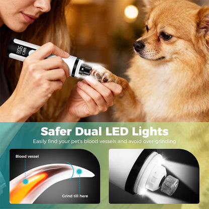 Upgraded Silent Dog Nail Grinder with 3 Speeds & LED Light